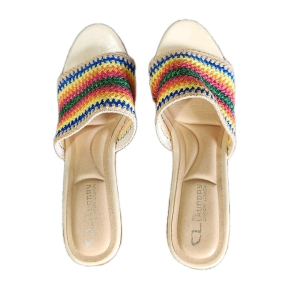 CL By Laundry Beginning Women's multicolor Striped Woven Wedge Sandals 8.5 - Picture 5 of 7